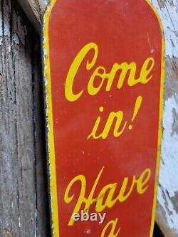 Vintage Coke Porcelain Sign Old Soda Coca Cola General Store Screen Door Push