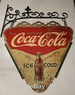 Vintage Collectible Coca Cola Advertising Sign With Hanger