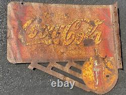 Vintage Crusty Rusty Patina Coca Cola Flange Sign