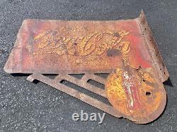 Vintage Crusty Rusty Patina Coca Cola Flange Sign