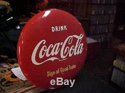 Vintage DRINK COCA COLA 12 Metal Tin COKE BUTTON AM Sign Co 50's New Old Stock