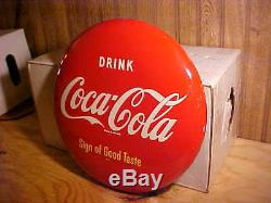 Vintage DRINK COCA COLA 12 Metal Tin COKE BUTTON AM Sign Co 50's New Old Stock