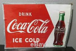 Vintage DRINK ICE COLD COCA COLA Coke Soda Pop Metal Sign ROBERTSON RARE