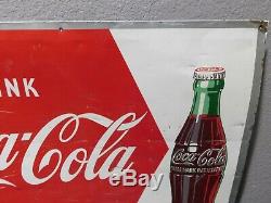 Vintage DRINK ICE COLD COCA COLA Coke Soda Pop Metal Sign ROBERTSON RARE