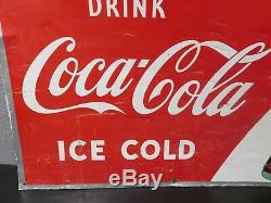 Vintage DRINK ICE COLD COCA COLA Coke Soda Pop Metal Sign ROBERTSON RARE