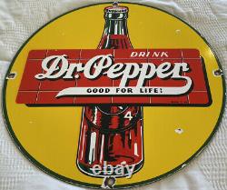 Vintage Dr. Pepper Porcelain Sign Gas Station Soda Pop Coca Cola Pepsi Dew Oil