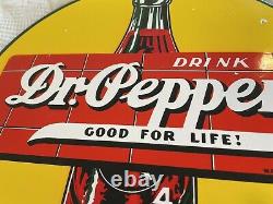 Vintage Dr. Pepper Porcelain Sign Gas Station Soda Pop Coca Cola Pepsi Dew Oil
