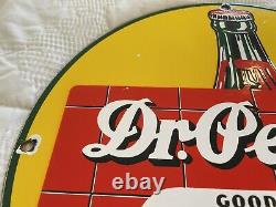 Vintage Dr. Pepper Porcelain Sign Gas Station Soda Pop Coca Cola Pepsi Dew Oil