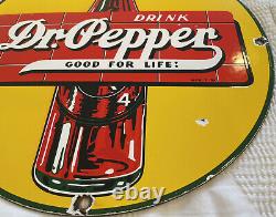 Vintage Dr. Pepper Porcelain Sign Gas Station Soda Pop Coca Cola Pepsi Dew Oil