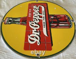 Vintage Dr. Pepper Porcelain Sign Gas Station Soda Pop Coca Cola Pepsi Dew Oil