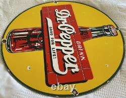 Vintage Dr. Pepper Porcelain Sign Gas Station Soda Pop Coca Cola Pepsi Dew Oil