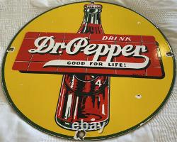 Vintage Dr. Pepper Porcelain Sign Gas Station Soda Pop Coca Cola Pepsi Dew Oil