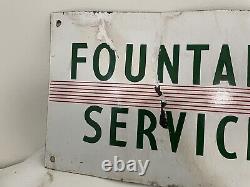 Vintage Drink COCA COLA Fountain Service Porcelain Sign 1950s 29 5/8x11 5/8