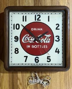 Vintage Drink COCA COLA In Bottles Wood Frame SELECTO Clock Advertising Sign