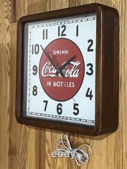 Vintage Drink COCA COLA In Bottles Wood Frame SELECTO Clock Advertising Sign