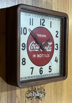 Vintage Drink COCA COLA In Bottles Wood Frame SELECTO Clock Advertising Sign