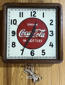 Vintage Drink COCA COLA In Bottles Wood Frame SELECTO Clock Advertising Sign