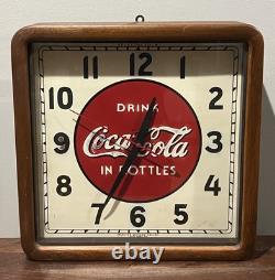 Vintage Drink COCA COLA In Bottles Wood Frame SELECTO Clock Advertising Sign