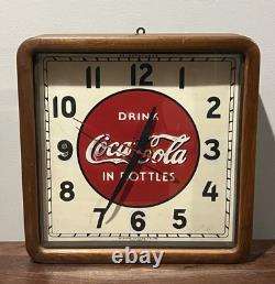 Vintage Drink COCA COLA In Bottles Wood Frame SELECTO Clock Advertising Sign