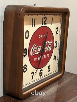 Vintage Drink COCA COLA In Bottles Wood Frame SELECTO Clock Advertising Sign