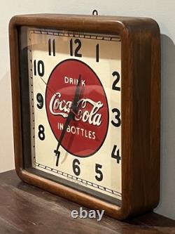 Vintage Drink COCA COLA In Bottles Wood Frame SELECTO Clock Advertising Sign