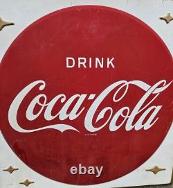 Vintage Drink Coca Cola 3ft Button Sign General Store Advertisement Gas Station