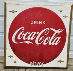 Vintage Drink Coca Cola 3ft Button Sign General Store Advertisement Gas Station