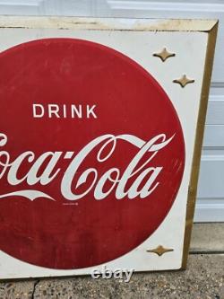 Vintage Drink Coca Cola 3ft Button Sign General Store Advertisement Gas Station