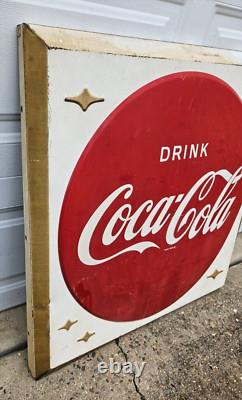 Vintage Drink Coca Cola 3ft Button Sign General Store Advertisement Gas Station