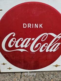 Vintage Drink Coca Cola 3ft Button Sign General Store Advertisement Gas Station