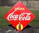 Vintage Drink Coca Cola Bottle Diamond Sign Original Advertising General Store