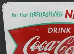 Vintage Drink Coca-Cola Fishtail Bottle Rack Topper Sign