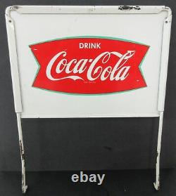 Vintage Drink Coca-Cola Fishtail Bottle Rack Topper Sign