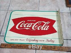 Vintage Drink Coca Cola Flange Fish Tail Sign AM 32 Soda Pop Coke Enjoy