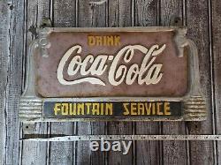 Vintage Drink Coca-Cola Fountain Service Cast Iron Advertising Rocking ChairSign