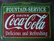 Vintage Drink Coca-Cola Fountain Service Porcelain Enamel Sign