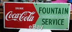 Vintage Drink Coca Cola Fountain Service Soda Pop Porcelain Advertising Sign