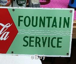 Vintage Drink Coca Cola Fountain Service Soda Pop Porcelain Advertising Sign