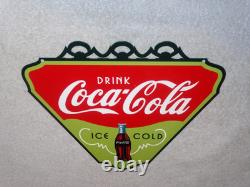 Vintage Drink Coca Cola Ice Cold? Bottle 11 3/4 Metal Soda Coke Gas Oil Sign