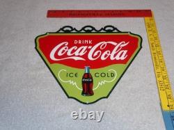 Vintage Drink Coca Cola Ice Cold? Bottle 11 3/4 Metal Soda Coke Gas Oil Sign