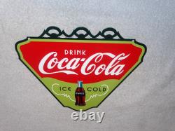 Vintage Drink Coca Cola Ice Cold? Bottle 11 3/4 Metal Soda Coke Gas Oil Sign