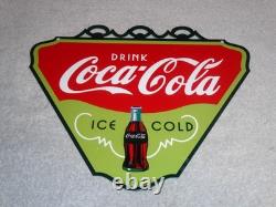 Vintage Drink Coca Cola Ice Cold? Bottle 11 3/4 Metal Soda Coke Gas Oil Sign