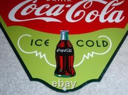 Vintage Drink Coca Cola Ice Cold? Bottle 11 3/4 Metal Soda Coke Gas Oil Sign