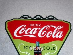Vintage Drink Coca Cola Ice Cold? Bottle 11 3/4 Metal Soda Coke Gas Oil Sign
