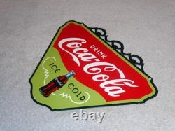 Vintage Drink Coca Cola Ice Cold? Bottle 11 3/4 Metal Soda Coke Gas Oil Sign