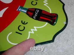Vintage Drink Coca Cola Ice Cold? Bottle 11 3/4 Metal Soda Coke Gas Oil Sign