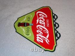 Vintage Drink Coca Cola Ice Cold? Bottle 11 3/4 Metal Soda Coke Gas Oil Sign