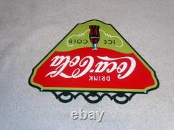 Vintage Drink Coca Cola Ice Cold? Bottle 11 3/4 Metal Soda Coke Gas Oil Sign