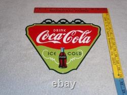 Vintage Drink Coca Cola Ice Cold? Bottle 11 3/4 Metal Soda Coke Gas Oil Sign