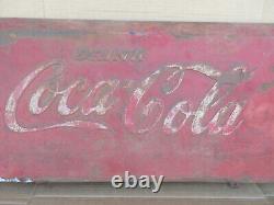 Vintage Drink Coca Cola Ice Cold Bottle Sign Panel Advertisment